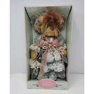 Collectible Kingstate Dollcrafter Victorian Bear New In Box Fancy Dress & Hat